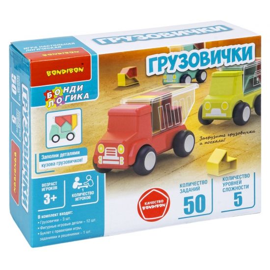 Настольная логическая игра "ГРУЗОВИЧКИ" БондиЛогика Bondibon - BONDIBON