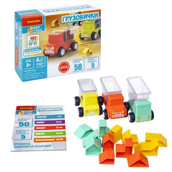 Настольная логическая игра "ГРУЗОВИЧКИ" БондиЛогика Bondibon - BONDIBON