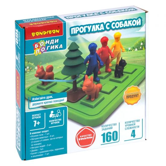Настольная логическая игра-головоломка "ПРОГУЛКА С СОБАКОЙ" БондиЛогика Bondibon - BONDIBON