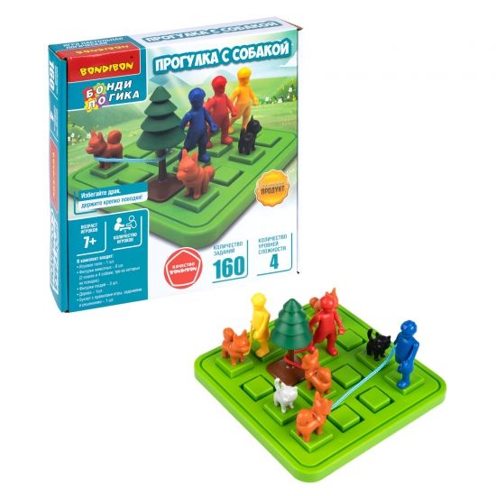 Настольная логическая игра-головоломка "ПРОГУЛКА С СОБАКОЙ" БондиЛогика Bondibon - BONDIBON