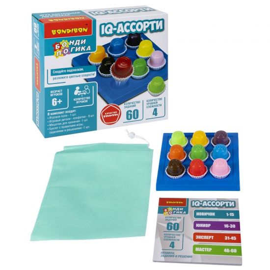 Игра настольная логическая "IQ-АССОРТИ", круглые конфеты, компактная головоломка, БондиЛогика Bondibon - BONDIBON
