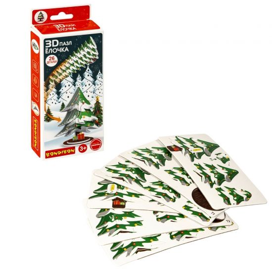 Набор для творчества "ЁЛОЧКА" новогодний 3D пазл Bondibon - BONDIBON