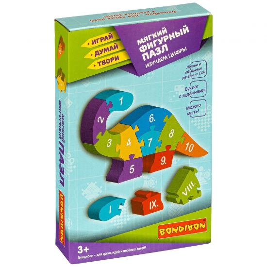 Пазл "ДИНОЗАВРИК" мягкий фигурный Играй Думай Твори Bondibon - BONDIBON