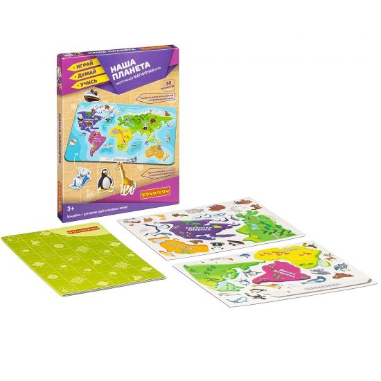 Магнитная игра "Наша планета" карта мира, 38 магнитов Играй Думай Учись Bondibon - BONDIBON