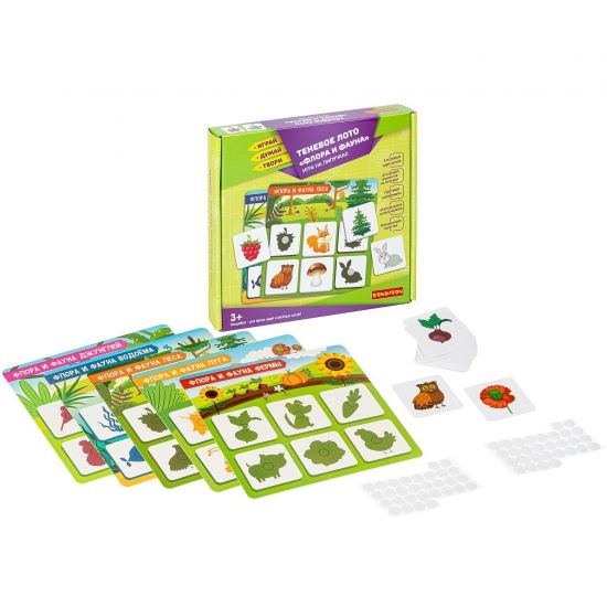 Настольная игра на липучках ТЕНЕВОЕ ЛОТО "ФЛОРА И ФАУНА" Играй Думай Твори Bondibon - BONDIBON