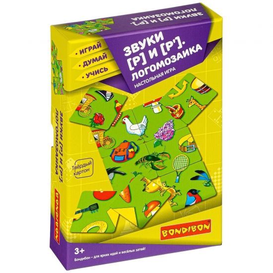Настольная игра "ЛОГОМОЗАИКА.ЗВУКИ [Р] И [Р']" Играй Думай Учись Bondibon - BONDIBON