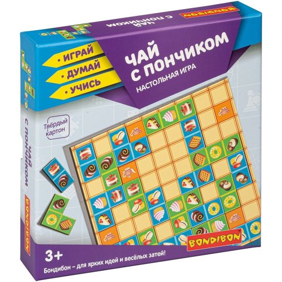 Настольная игра "ЧАЙ С ПОНЧИКОМ" домино-пазл Играй Думай Учись Bondibon - BONDIBON