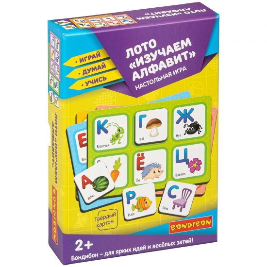 Настольная игра ЛОТО "ИЗУЧАЕМ АЛФАВИТ" Играй Думай Учись Bondibon - BONDIBON