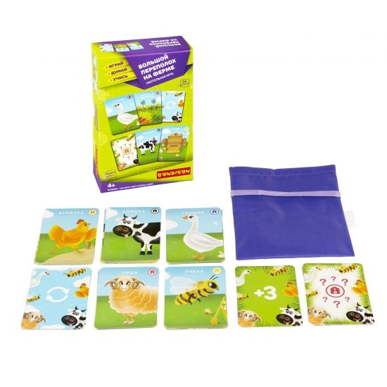 Настольная игра "БОЛЬШОЙ ПЕРЕПОЛОХ НА ФЕРМЕ" Играй Думай Учись Bondibon - BONDIBON