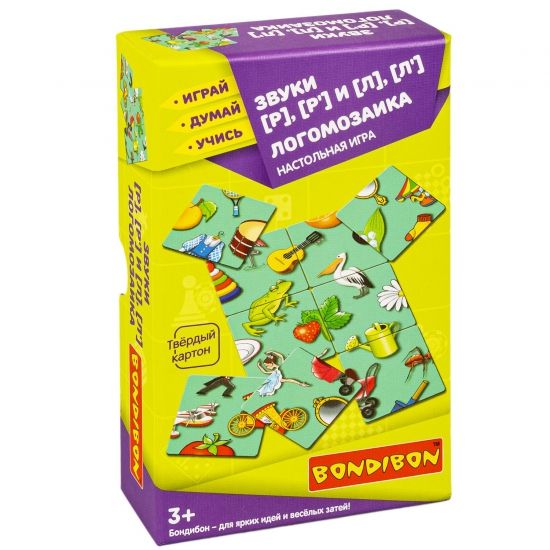 Настольная игра "ЛОГОМОЗАИКА.ЗВУКИ [Р], [Р'] и [Л], [Л']" Играй Думай Учись Bondibon - BONDIBON