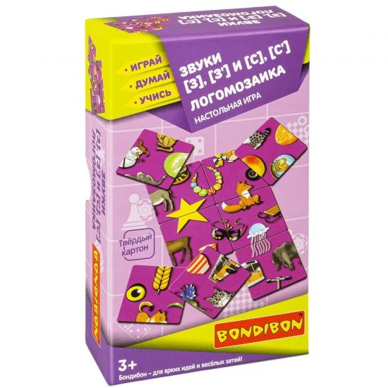 Настольная игра "ЛОГОМОЗАИКА.ЗВУКИ [З], [З'] и [С], [С']" Играй Думай Учись Bondibon - BONDIBON