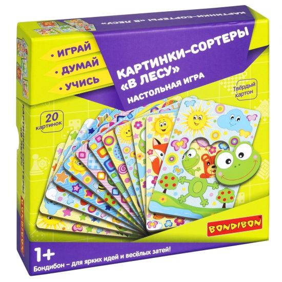 Настольная игра Картинки-сортеры. "В ЛЕСУ" 3 в 1 Играй Думай Учись Bondibon - BONDIBON