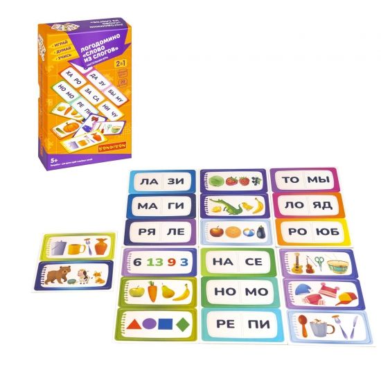 Настольная игра ЛОГОДОМИНО "СЛОВО ИЗ СЛОГОВ" 2 в 1 Играй Думай Учись Bondibon - BONDIBON