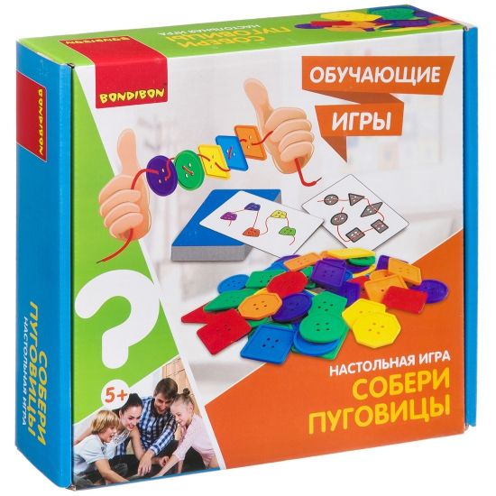Обучающая настольная игра "СОБЕРИ ПУГОВИЦЫ" Bondibon - BONDIBON