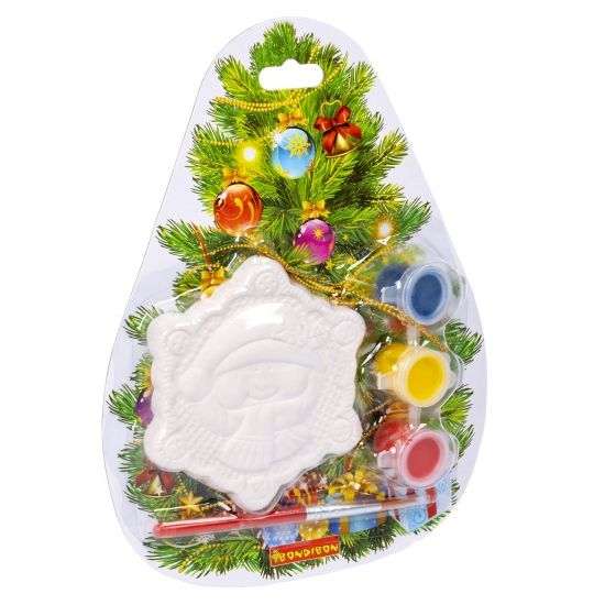 Набор для творчества ЁЛОЧНЫЕ УКРАШЕНИЯ "СНЕЖИНКА" на листе в виде ёлочки Bondibon - BONDIBON