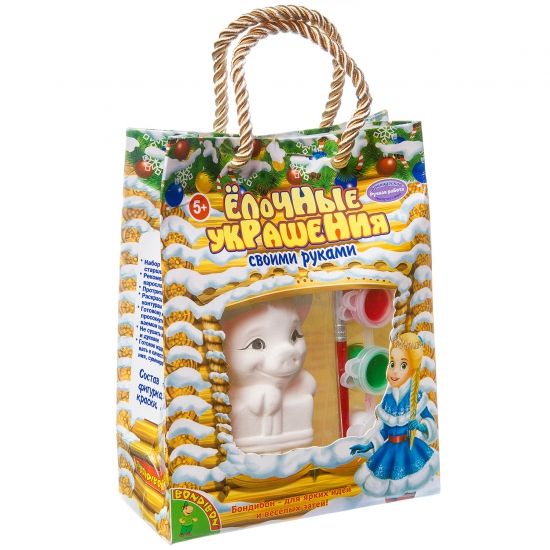 Набор для творчества Bondibon "Новогодние украшения" Свинья в упаковке сумочка - BONDIBON