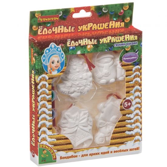 Набор для творчества Bondibon "Ёлочные украшения" 4 фигурки - BONDIBON