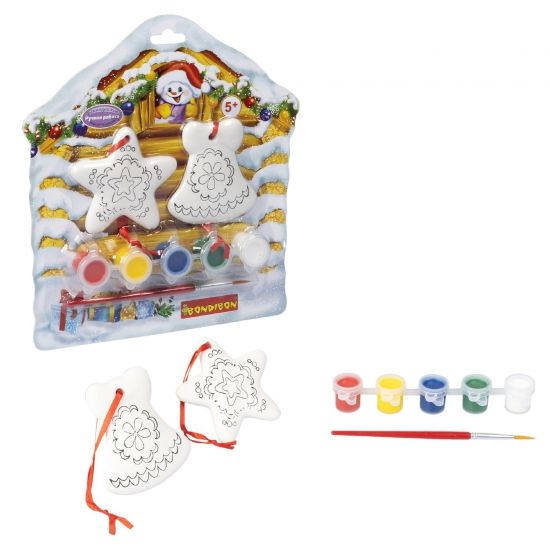 Набор для творчества "Ёлочные украшения" (звездочка, колокольчик) на карте Избушка - BONDIBON