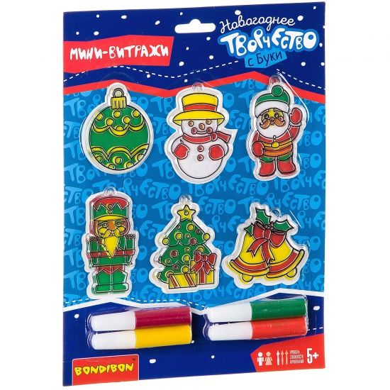 Набор для творчества Bondibon "Новогодние украшения. Витраж." для мальчиков, 6шт.в наборе - BONDIBON
