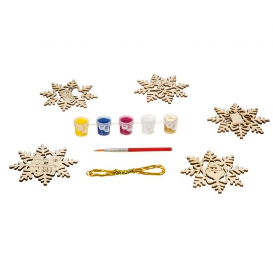 Набор для творчества Bondibon "Ёлочные украшения из дерева" Снежинки 5 шт. - BONDIBON