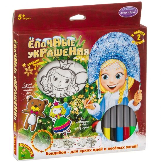 Набор для творчества Bondibon"Ёлочные украшения" (принцесса, мишка) - BONDIBON