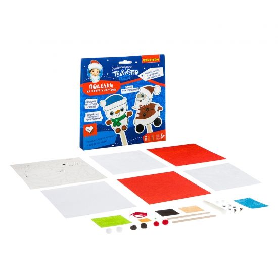 Набор для творчества BONDIBON. Поделки из фетра и картона ( Дед Мороз и Снеговичок) - BONDIBON