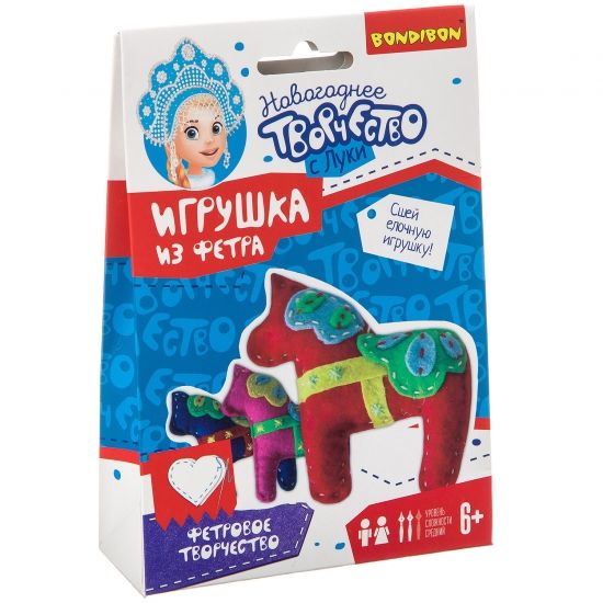 Набор для творчества BONDIBON. Ёлочные игрушки из фетра своими руками. Лошадки. Серия фетровых украшений на ёлку. - BONDIBON