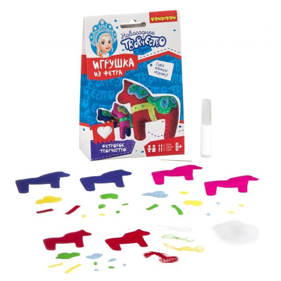 Набор для творчества BONDIBON. Ёлочные игрушки из фетра своими руками. Лошадки. Серия фетровых украшений на ёлку. - BONDIBON