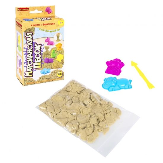Набор для лепки Bondibon "Марсианский песок" 150 г бежевый 2 формочки животные - BONDIBON