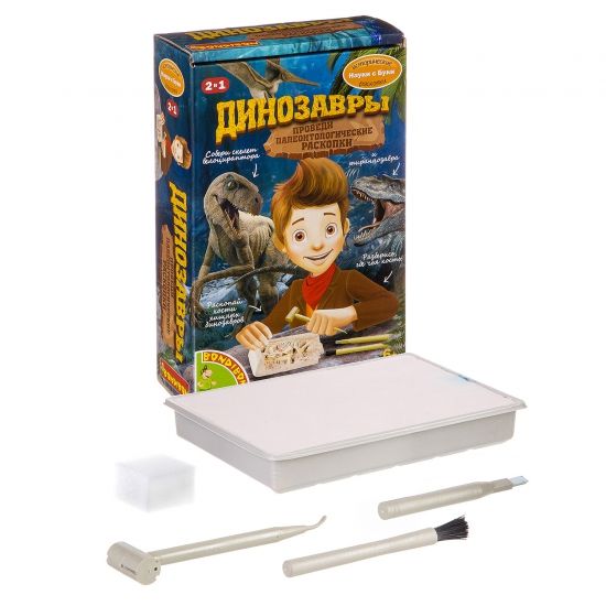 Набор для опытов Bondibon "Динозавры 2 в 1" Французские опыты Науки с Буки - BONDIBON
