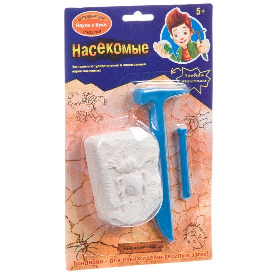 Набор палеонтолога СЮРПРИЗ "НАСЕКОМЫЕ", одно животное из коллекции, Исторические раскопки Науки с Буки Bondibon - BONDIBON