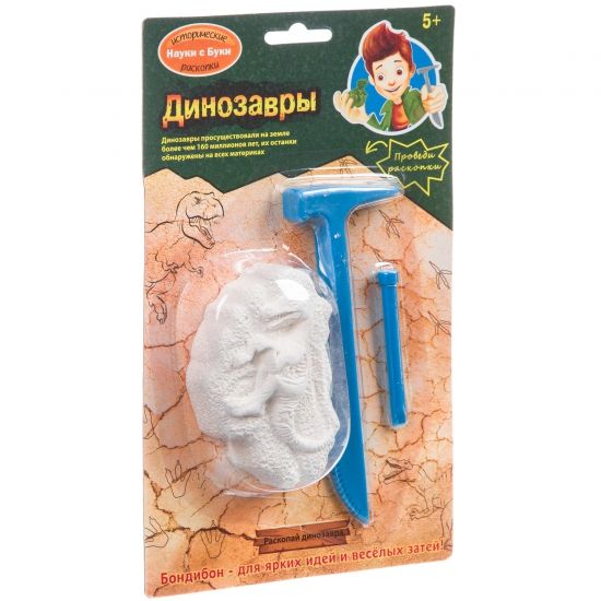 Набор палеонтолога СЮРПРИЗ "ДИНОЗАВРЫ", один детеныш в яйце из коллекции, Исторические раскопки Науки с Буки Bondibon - BONDIBON