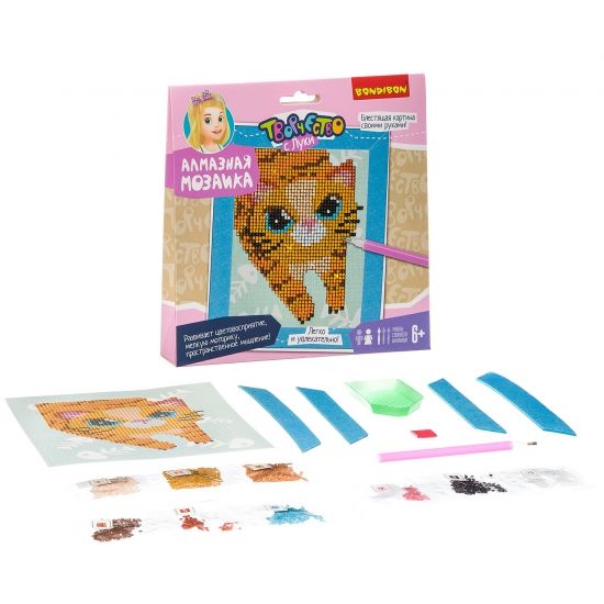 Набор для творчества Bondibon "Алмазная мозаика Котейка" - BONDIBON
