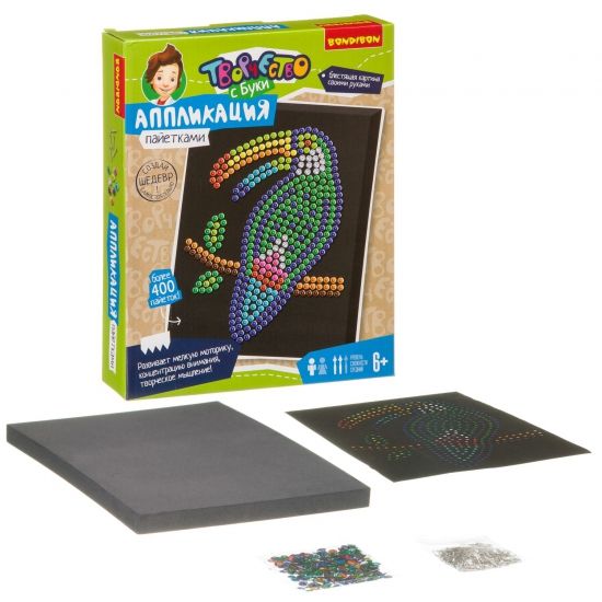 Набор для творчества Bondibon Аппликация пайетками "Птица тукан" - BONDIBON