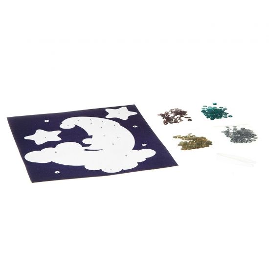 Набор для творчества Bondibon "Аппликация пайетками. Месяц" - BONDIBON