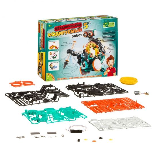 Набор для опытов "Механический кодируемый робот" 5 в 1 Робототехника с Буки Bondibon - BONDIBON