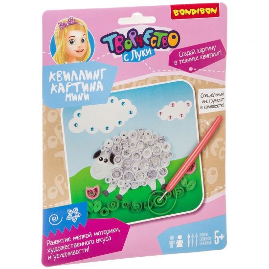 Набор для квиллинга Bondibon "Овечка" мини - BONDIBON