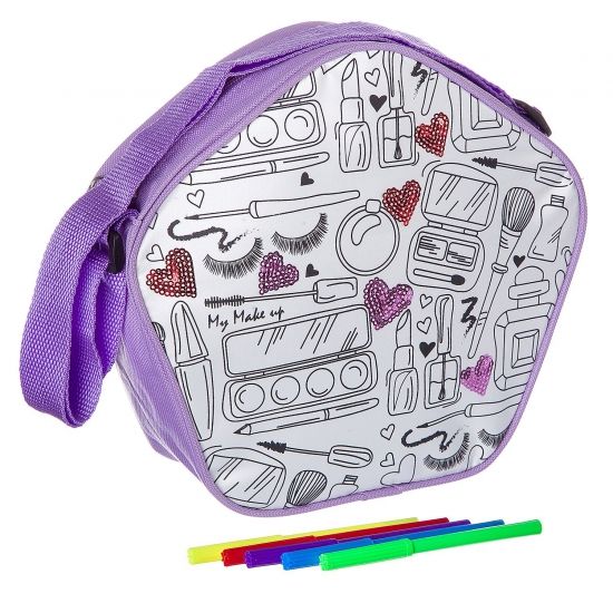 Набор для раскрашивания Bondibon Я Дизайнер "Сумочка Гламур" пятиугольная с пайетками - BONDIBON