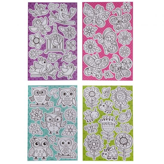Набор наклеек-раскрасок Bondibon "Совы" 4 листа - BONDIBON