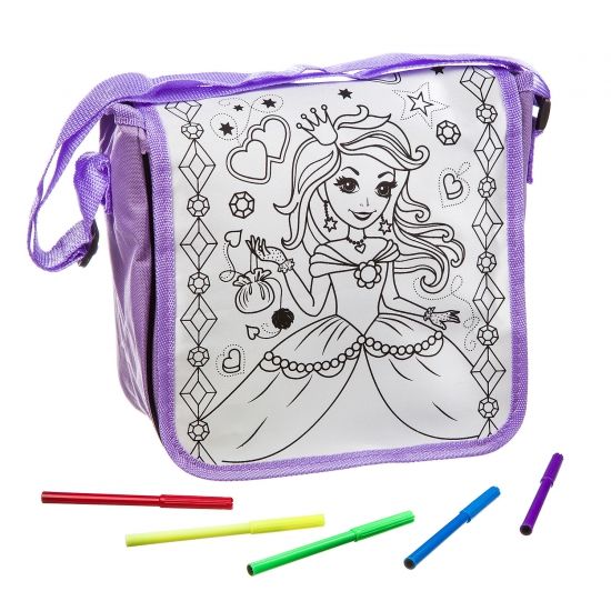 Набор для творчества Bondibon "Сумка для раскрашивания Принцесса" почтальонка 25х27 см - BONDIBON