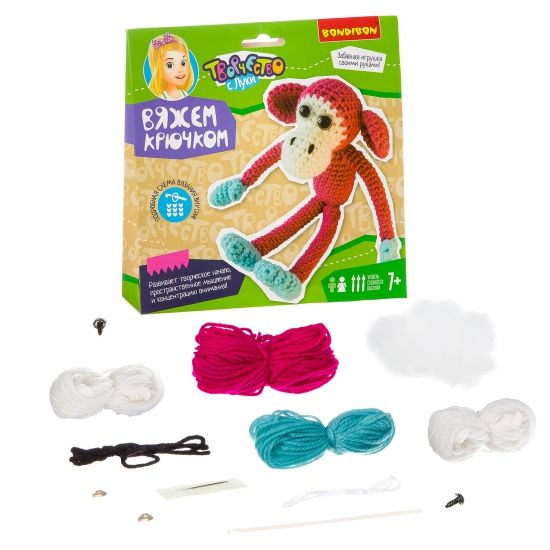 Набор для творчества Bondibon "Вяжем крючком: Обезьянка" - BONDIBON