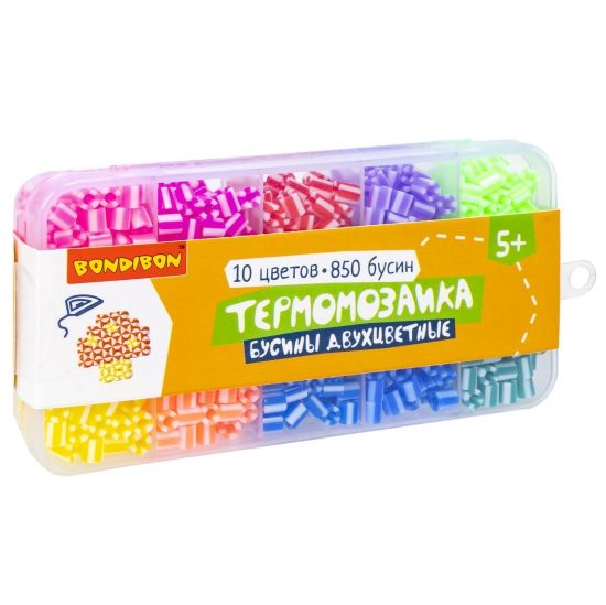 Набор для творчества ТЕРМОМОЗАИКА, 850 дополнительных двухцветных бусин, 10 цветов Bondibon - BONDIBON