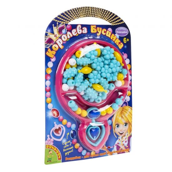 Набор для создания украшений "КОРОЛЕВА БУСИНКА" бусы и браслеты без нити своими руками из 60 деталей, Bondibon - BONDIBON
