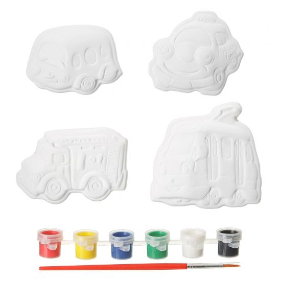 Набор для раскрашивания магнитов Bondibon "Забавный транспорт" 4 шт. - BONDIBON