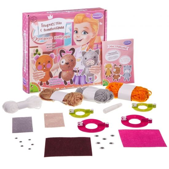 Набор Bondibon "Творчество с помпонами: Домашние питомцы" - BONDIBON