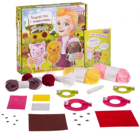 Набор Bondibon "Творчество с помпонами: На ферме" - BONDIBON