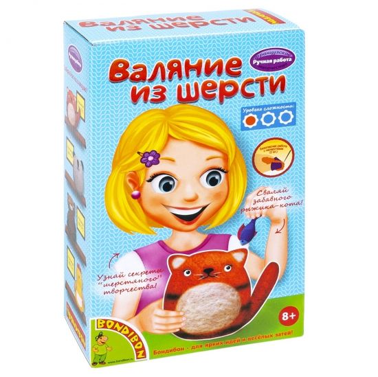 Набор для творчества Bondibon "Валяние из шерсти. Котейка" - BONDIBON