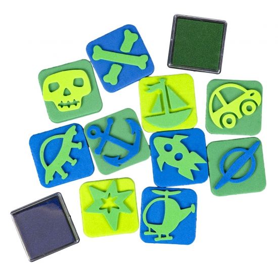 Набор штампов Вondibon для мальчиков синий/зеленый - BONDIBON