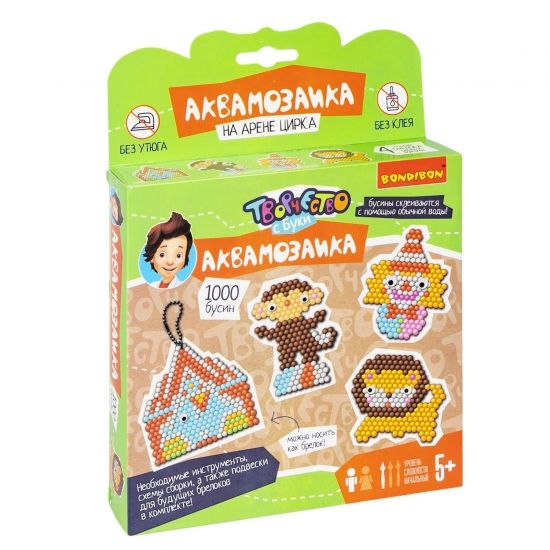 Набор для творчества АКВАМОЗАИКА "НА АРЕНЕ ЦИРКА" 1000 бусин, Творчество с Буки Bondibon - BONDIBON