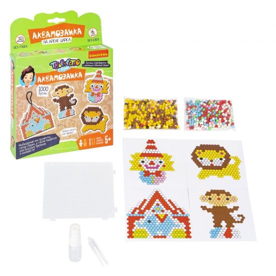 Набор для творчества АКВАМОЗАИКА "НА АРЕНЕ ЦИРКА" 1000 бусин, Творчество с Буки Bondibon - BONDIBON